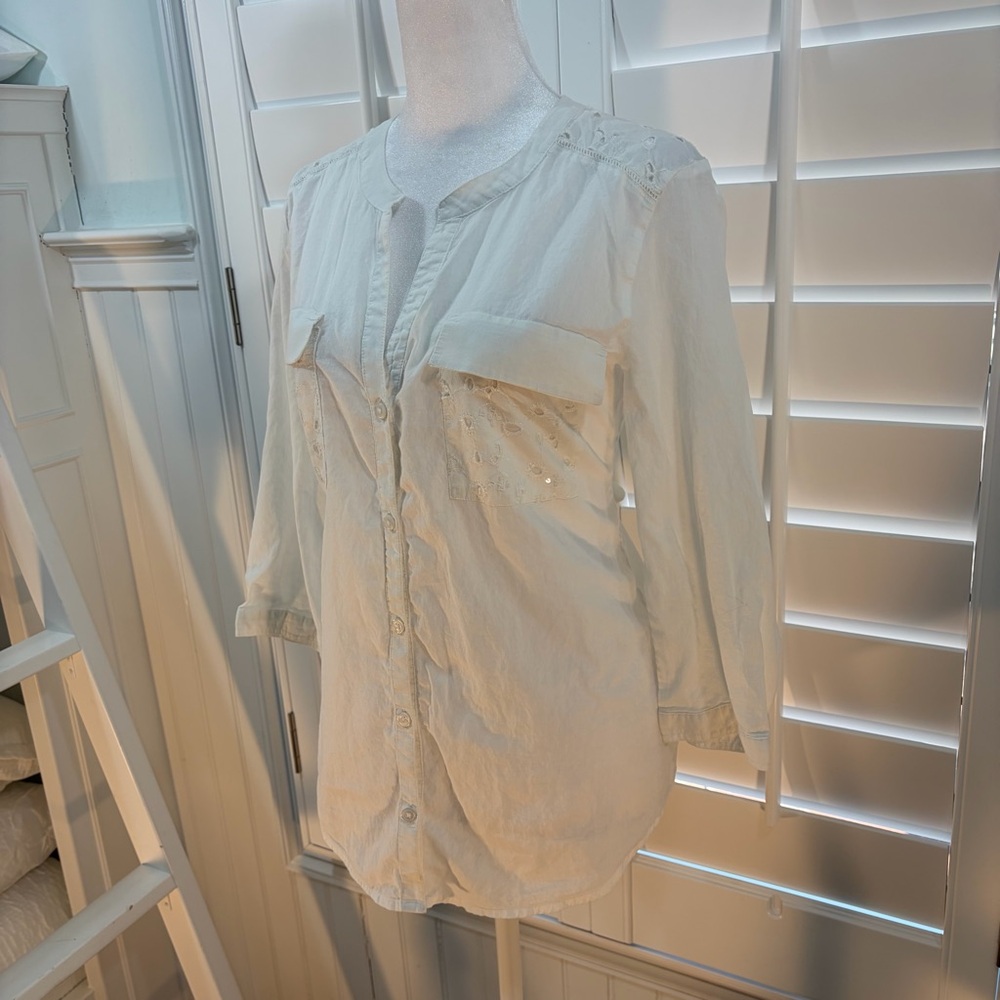 Chico's White Button-Down Shirt - Picture 2 of 8